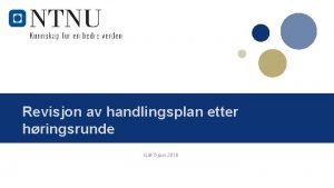 Revisjon av handlingsplan etter hringsrunde ILM 5 juni