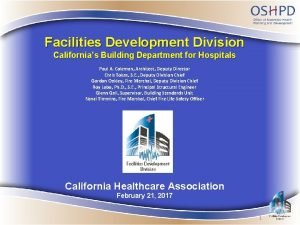 Facilities Development Division Californias Building Department for Hospitals