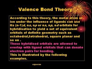 Valence Bond Theory According to this theory the