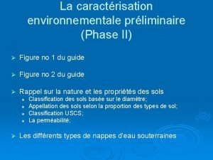 La caractrisation environnementale prliminaire Phase II Figure no