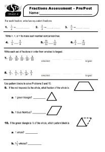 Fractions assessment grade 4