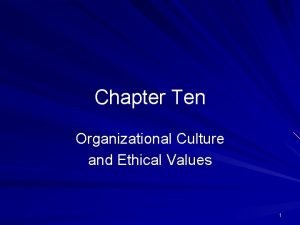 Chapter Ten Organizational Culture and Ethical Values 1