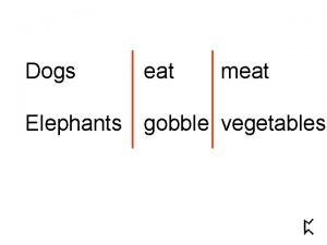 Dogs eat meat Elephants gobble vegetables Fred stopped