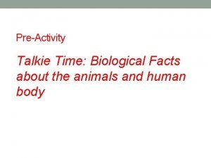 PreActivity Talkie Time Biological Facts about the animals