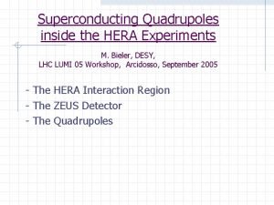 Superconducting Quadrupoles inside the HERA Experiments M Bieler