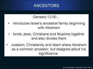 ANCESTORS Genesis 12 50 introduces Israels ancestral family