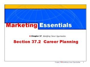 Chapter 37 identifying career opportunities