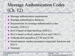 Message authentication functions