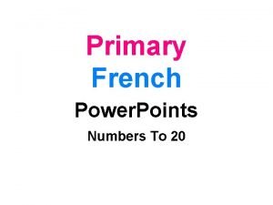 1 to 20 in french