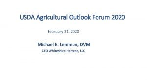 USDA Agricultural Outlook Forum 2020 February 21 2020