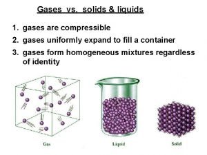 Gases vs solids liquids 1 gases are compressible
