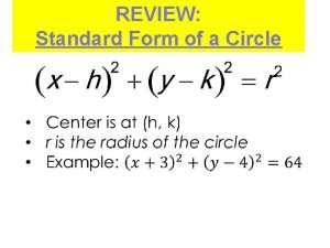 Circle equation standard form