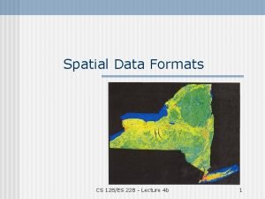 Spatial Data Formats CS 128ES 228 Lecture 4