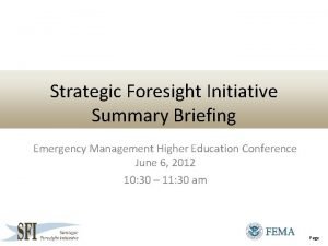 Strategic foresight initiative