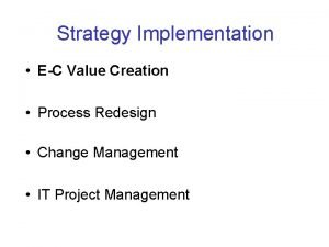Strategy Implementation EC Value Creation Process Redesign Change