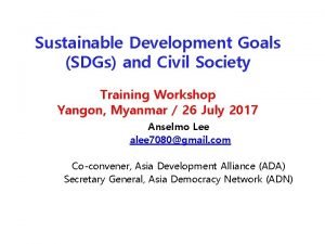 Sustainable Development Goals SDGs and Civil Society Training