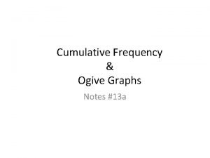 Cumulative Frequency Ogive Graphs Notes 13 a Recap