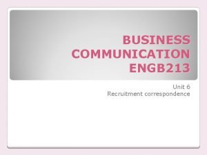 Recruitment correspondence