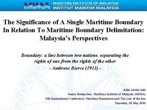 Single maritime boundary