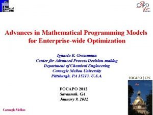 Advances in Mathematical Programming Models for Enterprisewide Optimization