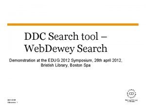 DDC Search tool Web Dewey Search Demonstration at