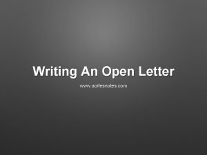 Open letter sample format