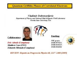 Quantum Griffiths Phases of Correlated Electrons Vladimir Dobrosavljevic