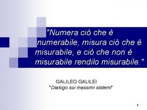 Numera ci che numerabile misura ci che misurabile