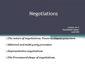 Negotiations Lecture no 4 Khushbakht Qaiser LLM UK