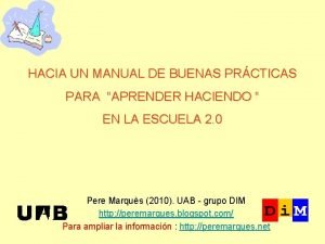 HACIA UN MANUAL DE BUENAS PRCTICAS PARA APRENDER