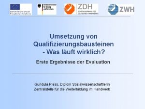 Zwh qualifizierungsbausteine Zwh qualifizierungsbausteine