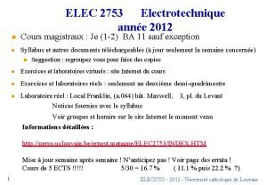 ELEC 2753 Electrotechnique anne 2012 l Cours magistraux