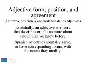Agreement adjective form