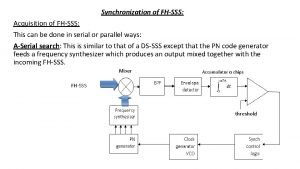 Synchronization of FHSSS Acquisition of FHSSS This can