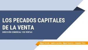 LOS PECADOS CAPITALES DE LA VENTA DIRECCIN COMERCIAL