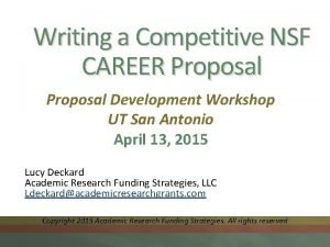 Nsf career proposal example