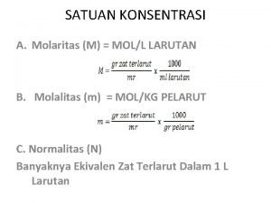 Satuan konsentrasi