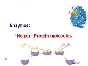 Enzymes Helper Protein molecules s 1 2006 2007