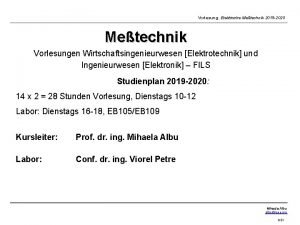 Vorlesung Elektrische Metechnik 2019 2020 Metechnik Vorlesungen Wirtschaftsingenieurwesen