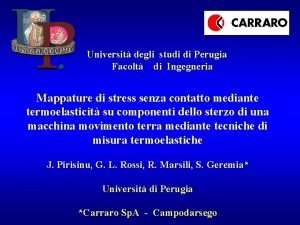 Universit degli studi di Perugia Facolt di Ingegneria