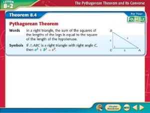 Use the pythagorean theorem to find the missing measure.