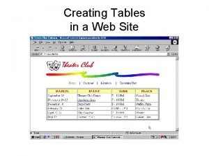 Creating Tables in a Web Site Introduction Tables