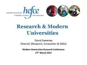 Research Modern Universities David Sweeney Director Research Innovation