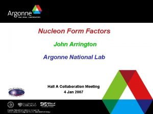 Nucleon Form Factors John Arrington Argonne National Lab