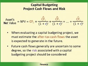 Capital Budgeting Project Cash Flows and Risk CF