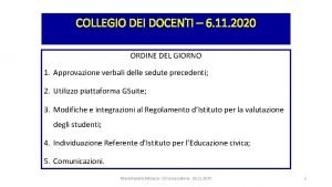 COLLEGIO DEI DOCENTI 6 11 2020 ORDINE DEL