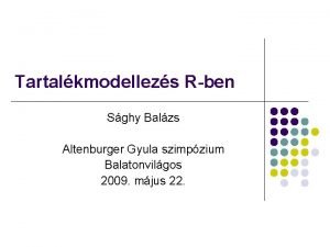 Tartalkmodellezs Rben Sghy Balzs Altenburger Gyula szimpzium Balatonvilgos