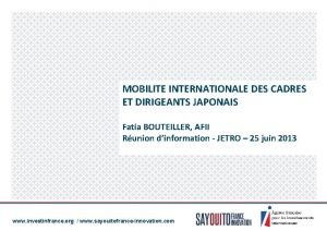 MOBILITE INTERNATIONALE DES CADRES ET DIRIGEANTS JAPONAIS Fatia