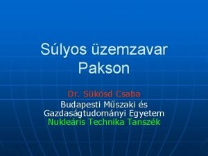 Slyos zemzavar Pakson Dr Sksd Csaba Budapesti Mszaki