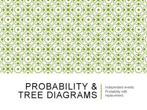 PROBABILITY TREE DIAGRAMS Independent events Probability with replacement